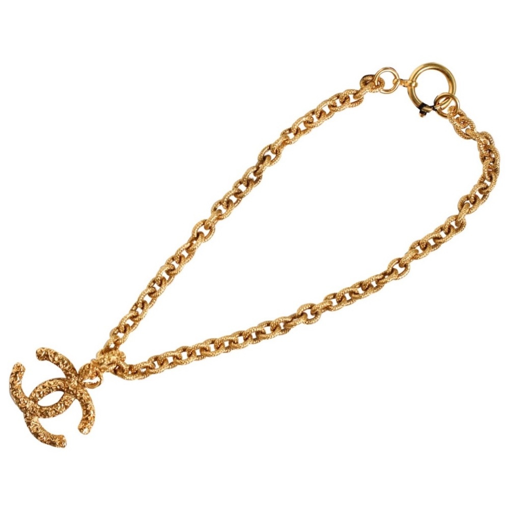 Chanel Large Coco Mark Lava Vintage 24k Gold Plated 93A Chain Necklace